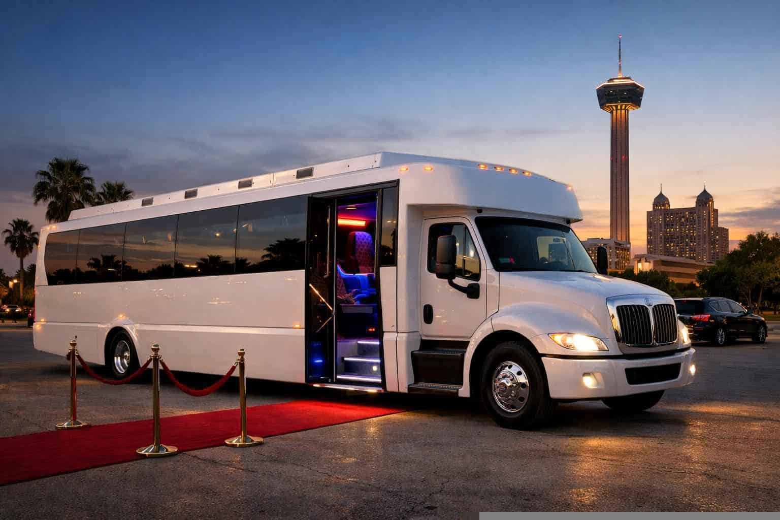 White Party Bus Rental Near Me Kirby TX
