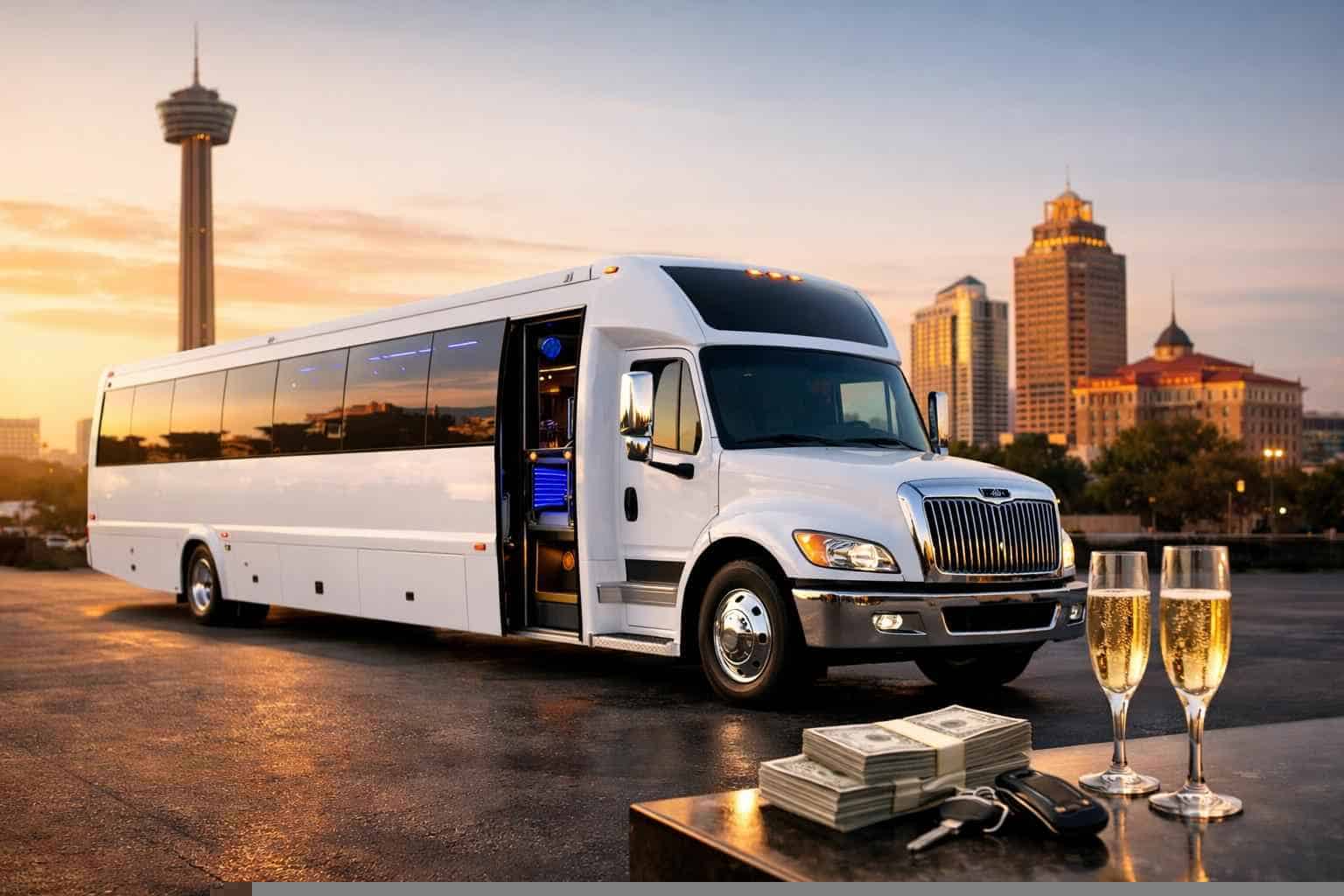 White Party Bus Rental Prices in Kirby TX