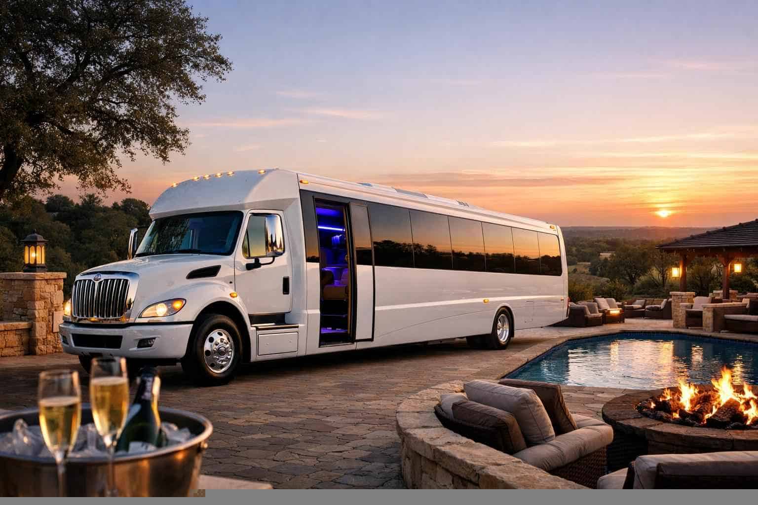 White Party Bus Rental Services in Bulverde Texas