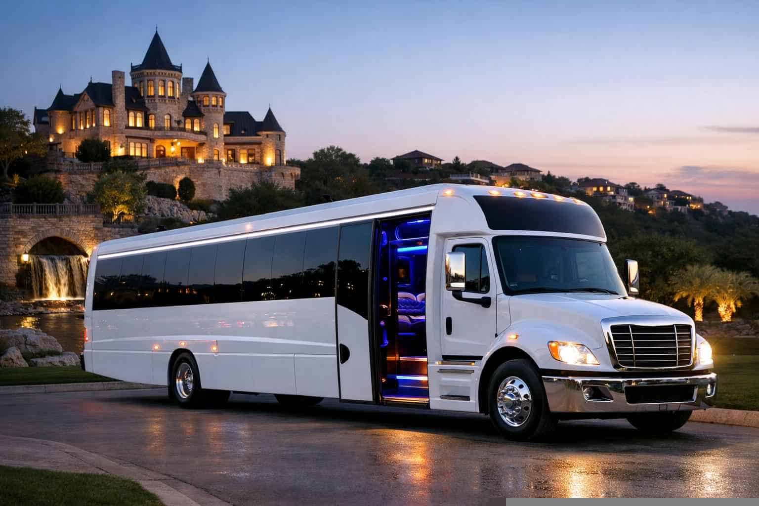 White Party Bus Rental Services in Castle Hills Texas