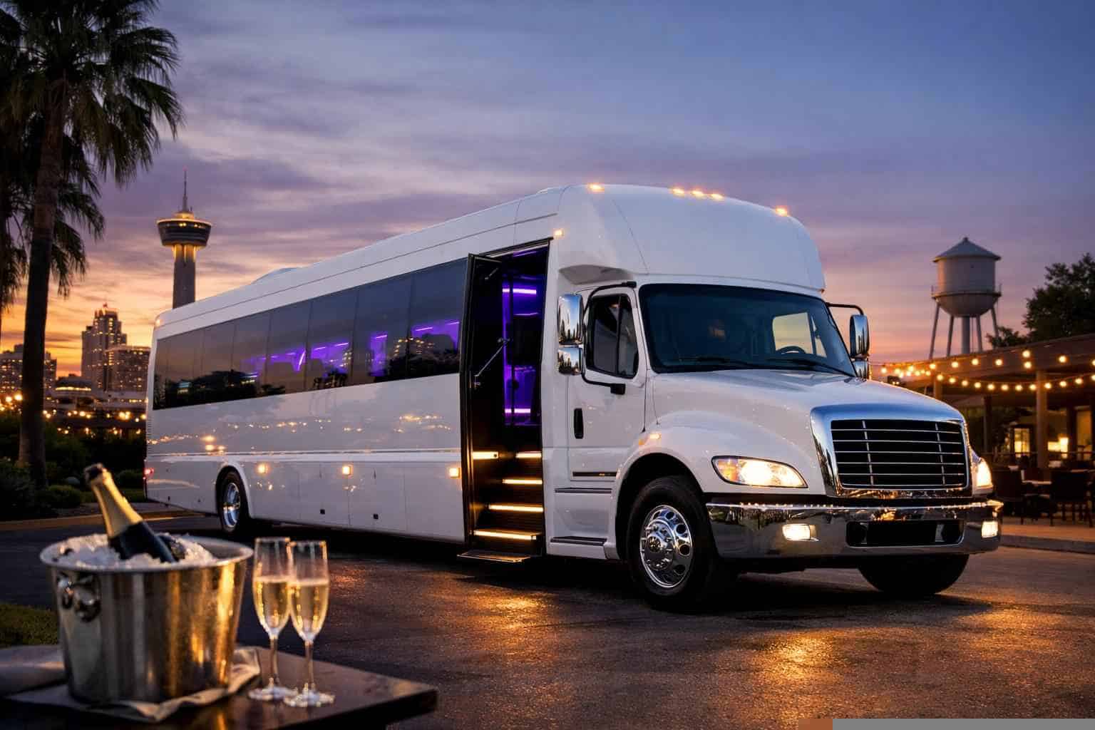White Party Bus Rental Services in Kirby Texas